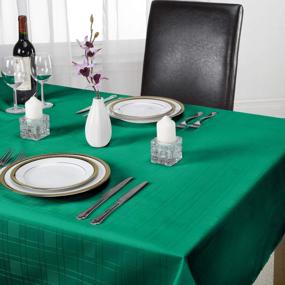 Emma Barclay Chequers - Jacquard Table Cloth in Forest Green - 70" (178cm) Round — image 1