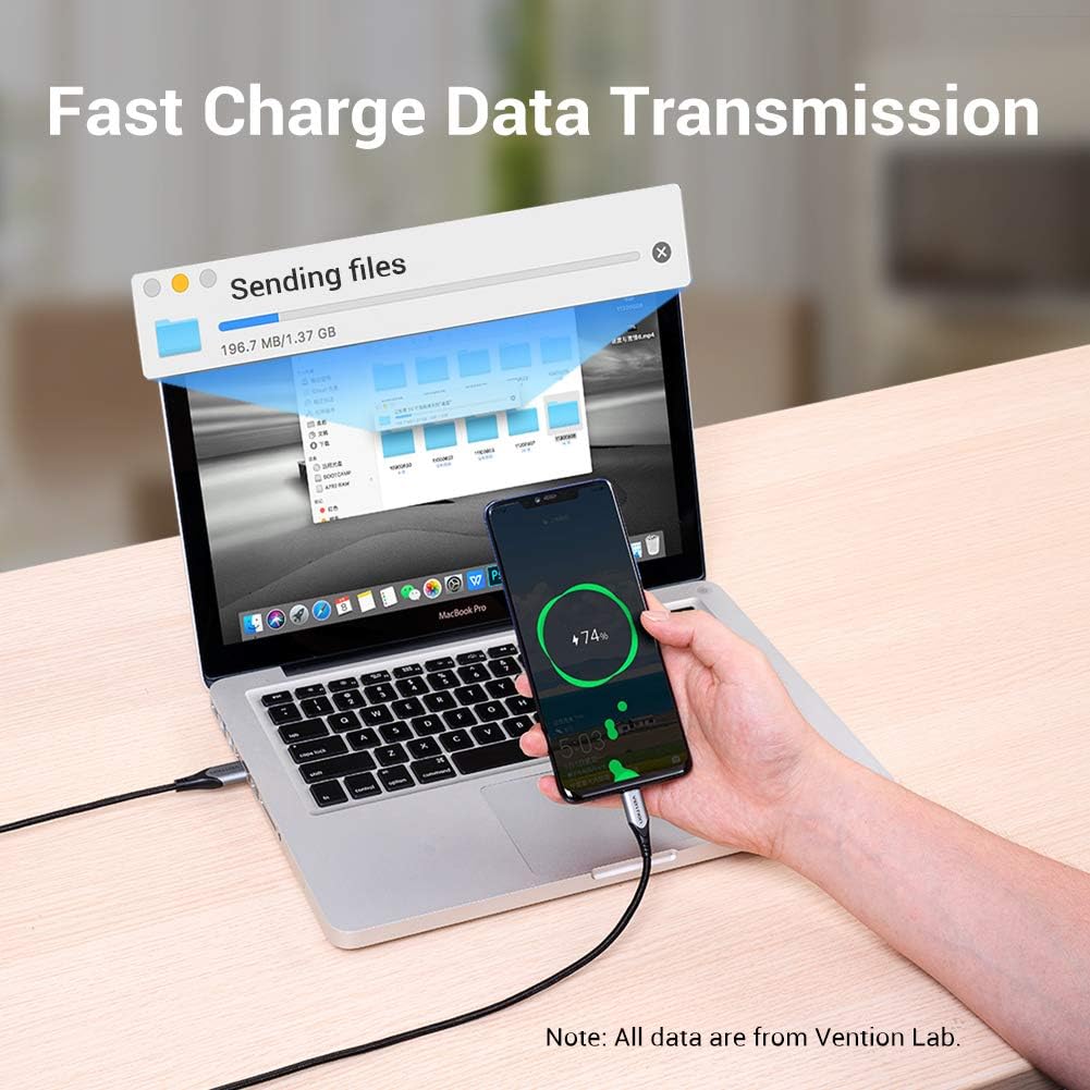 VENTION Long USB C Charger Cable 3M 60W, Nylon Braided USB C Fast Charging Cable Compatible with PS5 Controller - Image 5