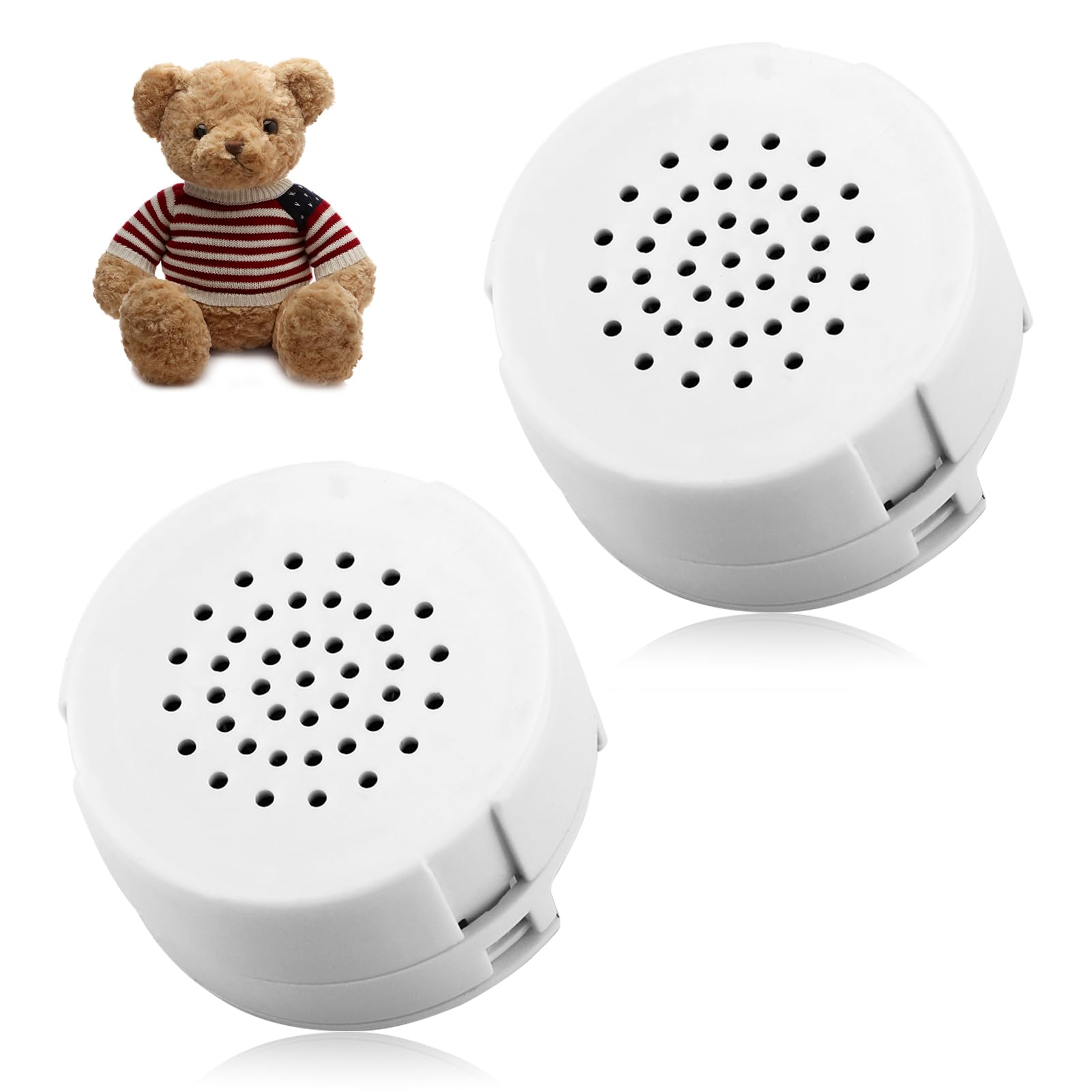 2pcs 60 Seconds Mini Voice Recorder for Teddy Bear Recordable Button Sound Box for DIY Gifts Voice Recorder Device for Kids Voice Box for Personalized Talking Plush Toys