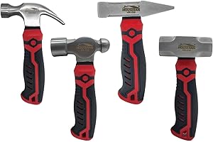 HOUSERAN 4-Piece Hammer Set - 13oz Ball Peen, 12oz Claw, 1.24lb Mini Sledge, 13.7oz Blacksmith Hammer