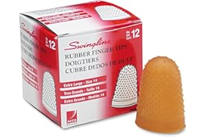 SWINGLINE ACCO Rubber Finger Tips, Size 14, X-Large, Amber, 12/Pack