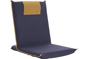 bonVIVO III Floor Chair with Back Support - Floor Gaming Chair, Padded Folding Sofa Chair, Folds Half, Adjustable Meditation Chair, Portable Floor Seat for Adults and Kids, Folds Half - Blue & Beige