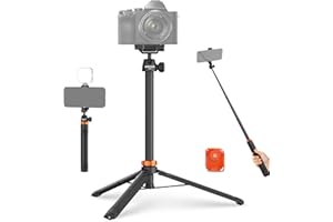 NEEWER BASICS 59"Selfie Stick Tripod Compatible with iPhone & DLSR Camera, Small Metal Compact Portable Travel Desk Stand wit