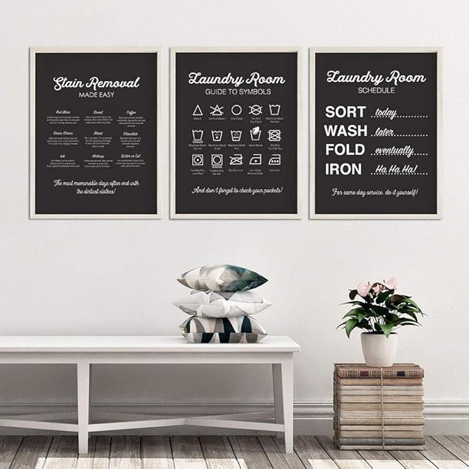 WEUKUART Lavandería guía y Asesoramiento Cuadro de Arte de Pared Lienzo