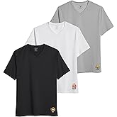 ED HARDY 3 Pack Mens Fitted Tshirts Micro Modal Short Sleeve Crew, Vneck Classic Tees Gym, Work Casual, Mens Fitted Shirts
