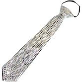 Amazleer Rhinestone Necktie for Men, Shine Sparkle Artificial Diamonds Adjustable Glitter Ties for Weddings Parties Costumes