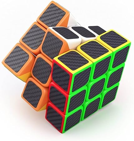 Generic Montez Carbon Fiber Neon Colors Magic Rubik Cube Puzzle Toy (3x3, 5.5cm)