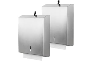 Gorlary 2 Packs Paper Towel Dispenser Wall Mount Commercial, Touchless Hand Towel Dispenser with Lock (Stainless Steel)