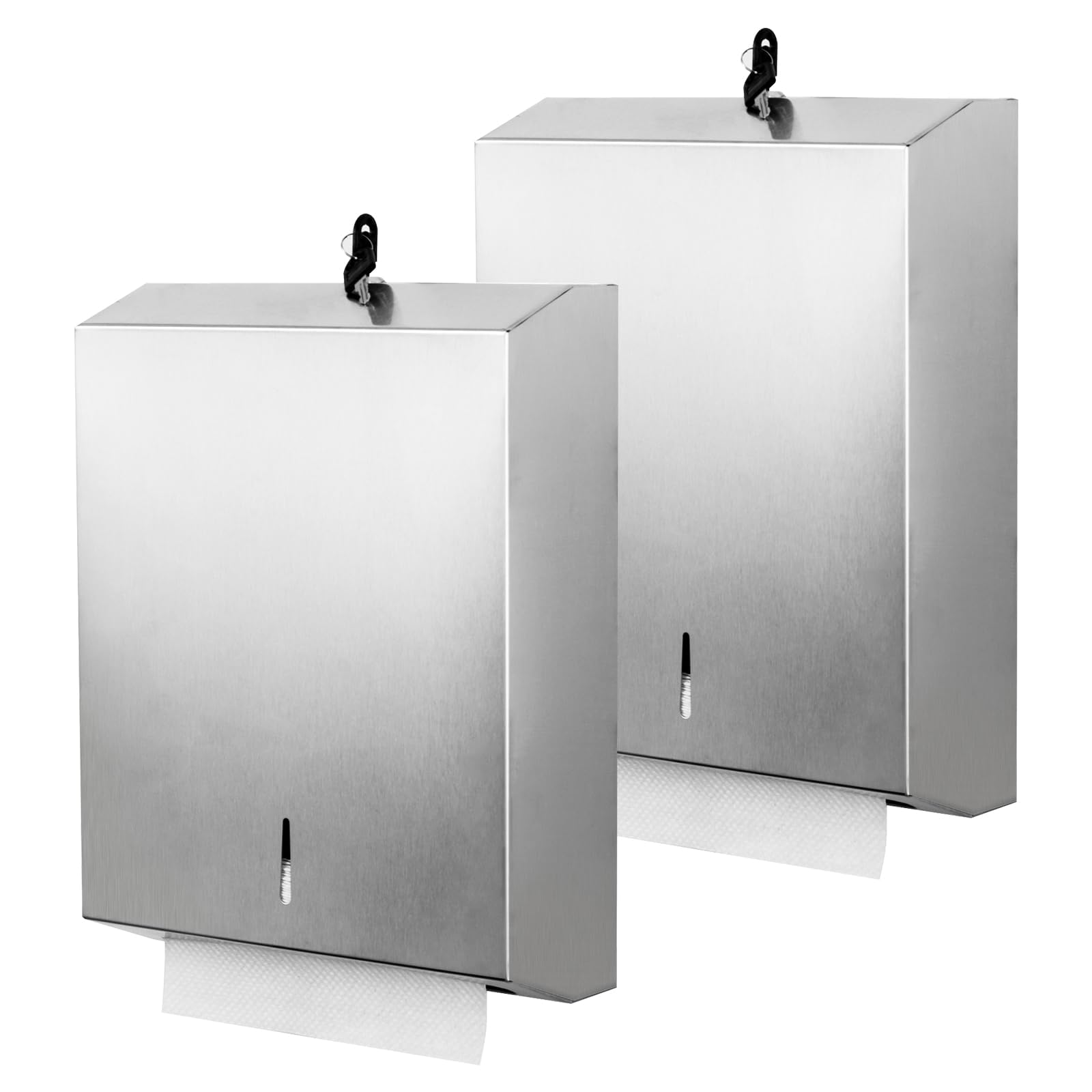 Photo 1 of 2 Packs Paper Towel Dispenser Wall Mount Commercial, Touchless Hand Towel Dispenser with Lock (Stainless Steel)