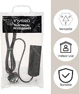 Invero 2 Way Gang Extension Lead 2M Black Surge Protected Neon Indicator 13A view 4
