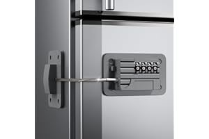 Ougourim Upgraded Combination Fridge Lock for Child Safety, Keyless Refrigerator & Freezer Lock with Code for Kids, Grey