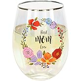 Pavilion - Best Mom Ever - 18 Oz Stemless Floral Wine Glass