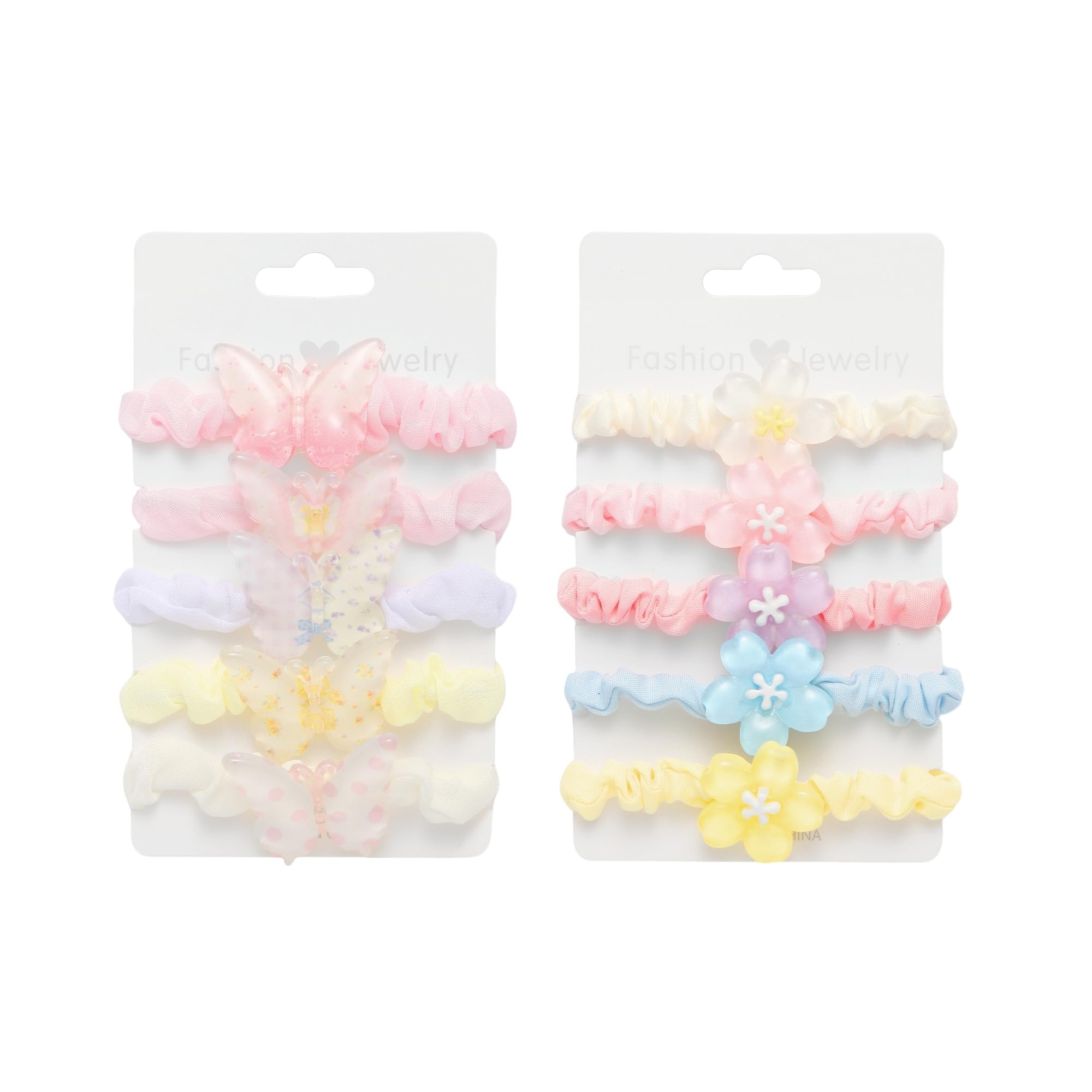 Photo 1 of 10 pcs Hair Ties for Girls and Women No Damage Ponytail Holders for Thick Hair Butterfly and Flower Elastic Hair Ties
