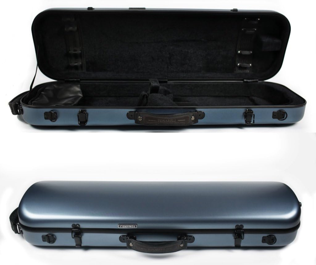 Tonareli Violin Oblong Polycarbonate & Fiberglass Case - Blue Steel VNPCO1006