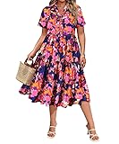 CARCOS Plus Size Dresses for Curvy Women Blue Pink