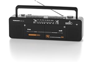 TOMASHI Cassette Tape Player with Stereo Sound, Dual Tape Decks, 3-Band Radio, USB/TF Card Playback, and Tape-to-USB/TF Card Recording Function