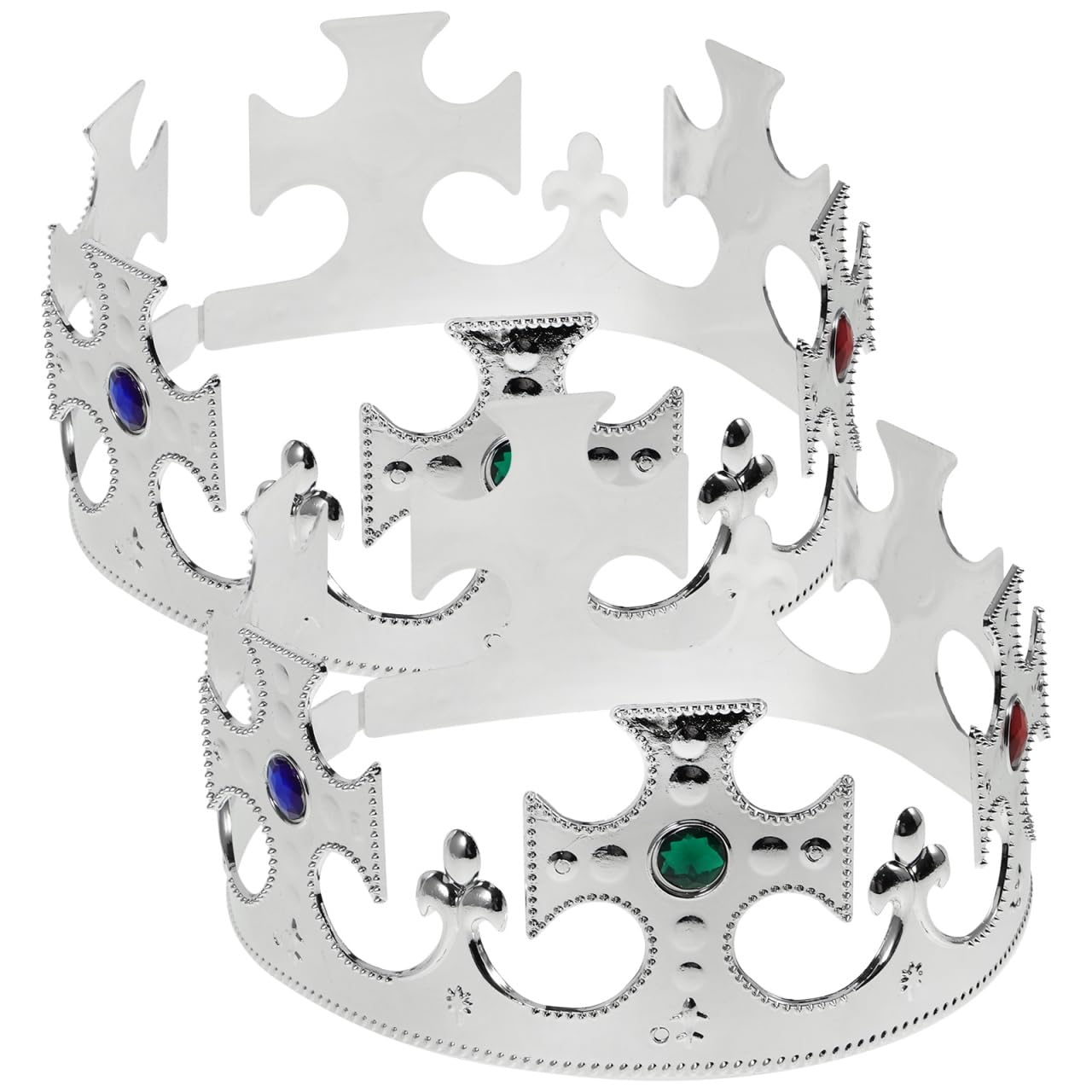 TOYANDONA 2 Pcs Silver Crown Plastic Royal King and Queen Jeweled Dress Accessory Halloween Prop Birthday Party Favors