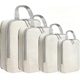 LANSKLBD 4/6/8 Set Packing Cubes for Suitcases Travel Luggage Packing Organizers,Travel Accessories Essentials Luggage Organizer with Shoe/Tioletry/Laundry Bag (Beige, 4 set)