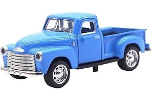 Petit camion bleu - Jouet vintage à tirer avec porte qui s'ouvre - Voitures en alliage pour maison, bureau, armoire, biblioth