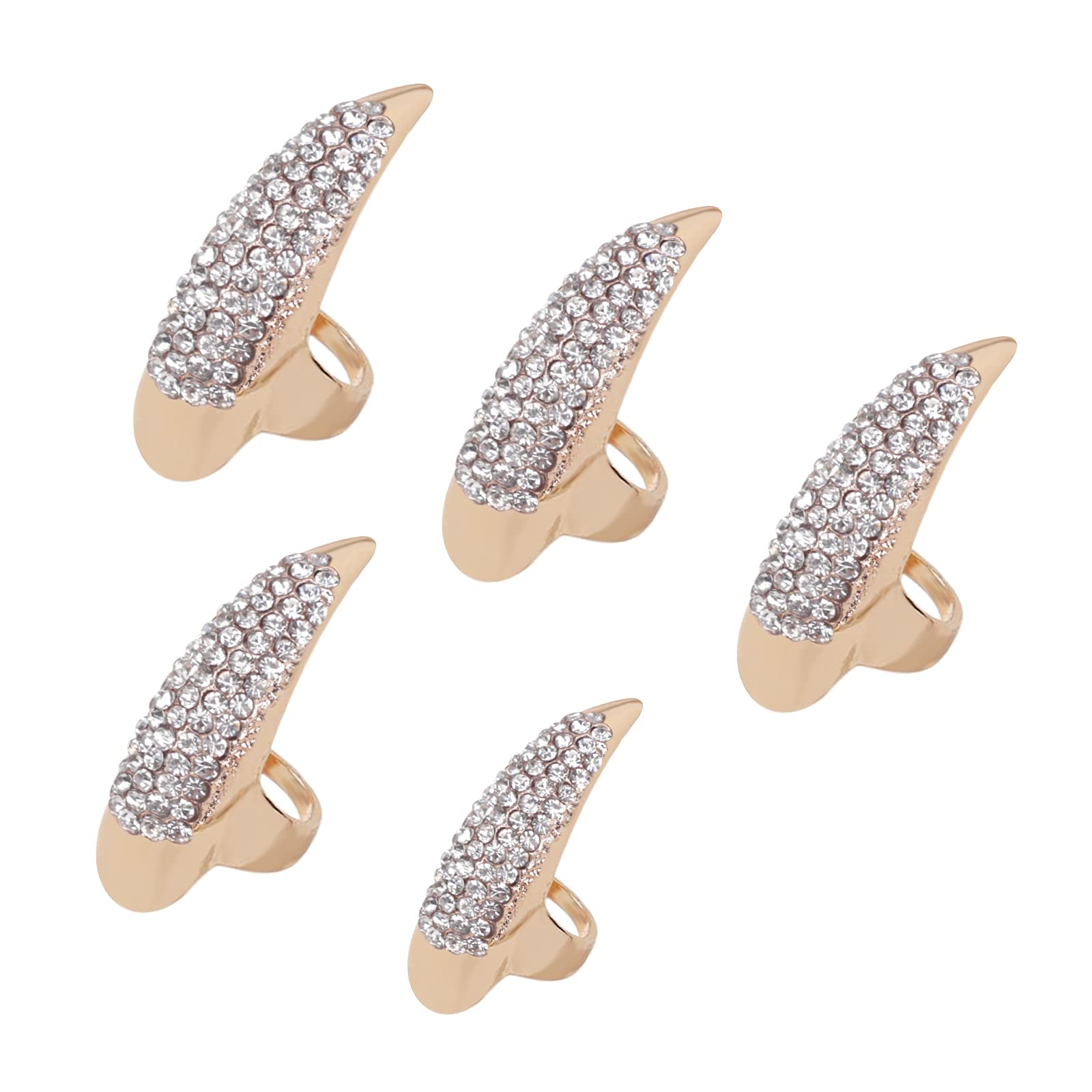 Faxianther 10Pcs Claw Ring Full Finger Set Halloween Devil Costume Ring Men Women Gothic Punk Bend Fingertip Bird Claws Rings Cosplay Decor (Gold A)