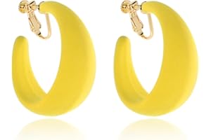NOVEARRING Clip on Hoop Earrings for Women Detachable Clip-on Earrings 80s 90s Accessories Outfit Retro Neon Party Halloween Costumes Jewelry