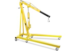 EliteEdge 2 Ton Hydraulic Engine Hoist Crane, Folding Heavy-Duty Cherry Picker with 6 Locking Wheels & 4 Boom Positions, for Truck/SUV Engines, Garage Workshop, Industrial Lifting (Net Wt. 157 lbs)