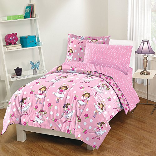Low Cost Dp 5pc Girls White Pink Ballerina Comforter Twin Set