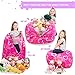 Stuffed Animal Storage Bean Bag Cover - Stuffed Toy Organizer and Storage Solution. Pink Color, Nice for Girls. 27 in, Little Princess