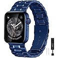 Bestig Compatible for Apple Watch Band 49mm/46mm/45mm/44mm/42mm(Series 3 2 1) Men Women, Premium Solid Stainless Steel Metal Sport Business Strap for iWatch Ultra Series 10 9 8 7 6 SE 5 4(Blue)