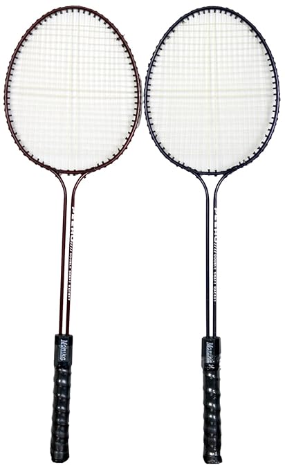 Starx Steel Double-Shaft Badminton Racquet Set, Adult G4-3 3/4-Inch (Multicolor)