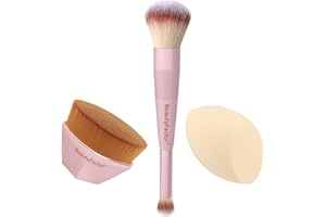 BEAUTYFACTOR Foundation Brush Set,Kabuki Makeup Brushes,Blush,Concealer,Blending Brushes & Sponge for Foundation, Cream & Powder Makeup(Pink)