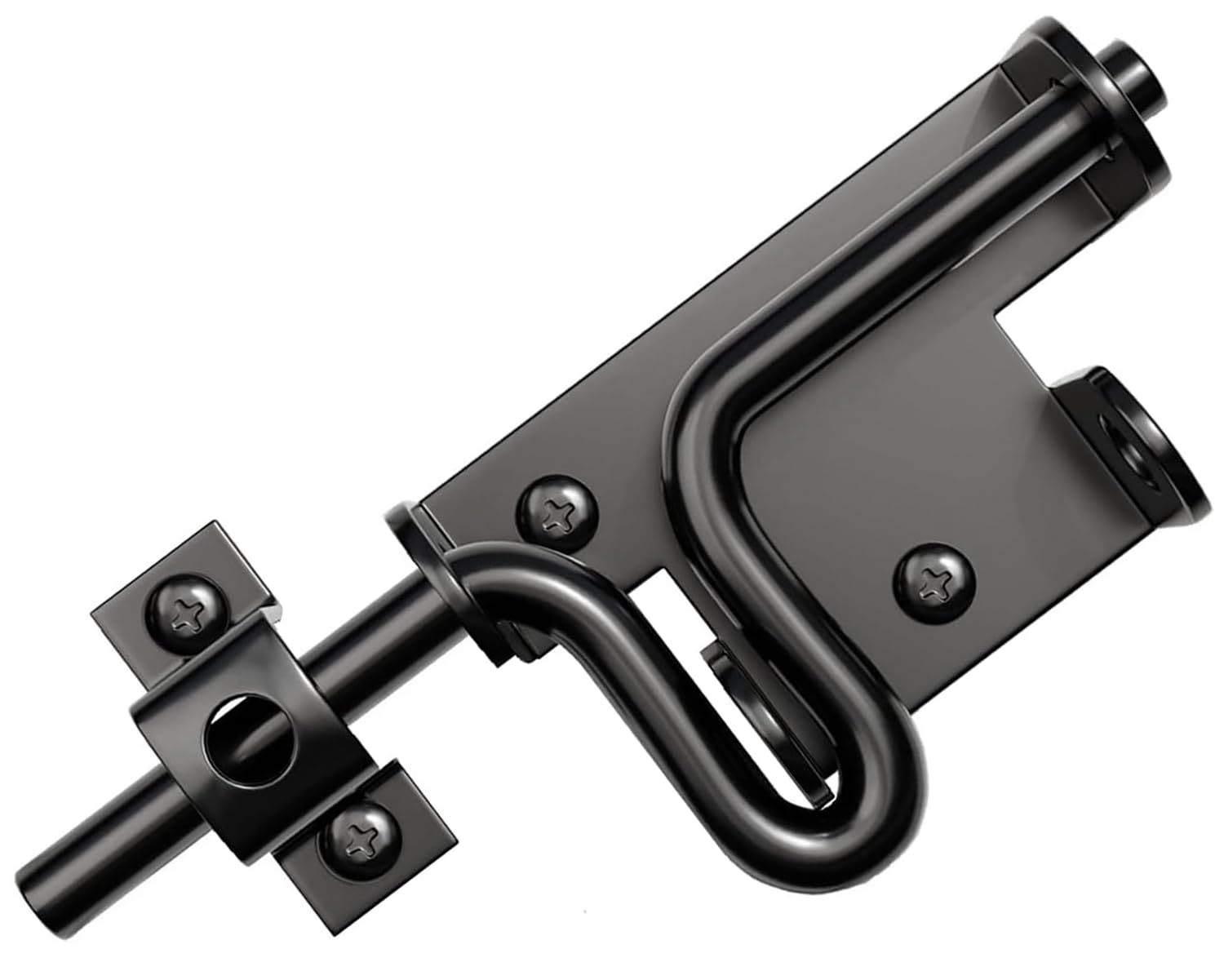 Litensh Slide Gate Latch Bolt Lock 6 Inch, Stainless Steel Door Lock Bolt with Padlock Hole, Sliding Bolt Gate Latch Barrel Bolt Shed Locking Lock for Wooden Fence Shed Yard Barn Door Outdoor Black