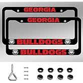2-Piece License Plate Frames for Georgia Bulldogs, 2 Holes Matte Black License Plate Holder for UGA, Universal Aluminum Car Tag Plate Frames with Screws