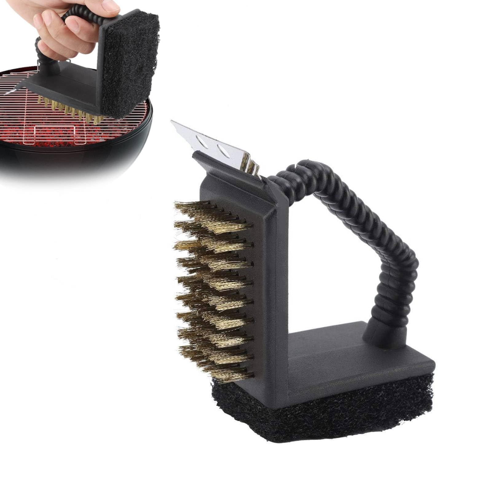 Grill Brush and Scraper, Safe Wire Bristles Barbecue Triple Scrubbers Grill Cleaning Wire Brush BBQ Cleaner Grill brush Accessories Cleaning Set Barbecue Cleaner Tools for Q & Pulse Grills