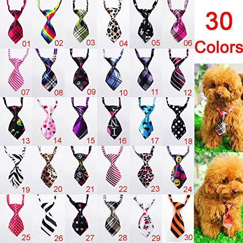 HI-BOOM 30 Pcs/pack Dog Collar Pet Puppy Bow Tie Neckties for Cats & Small Dogs, Assorted Color