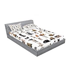 Lunarable Cat Lover Fitted Sheet & Pillow Sham