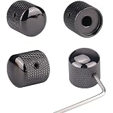 XIYANGJUAN 4Pcs Metal Guitar Knobs Black Volume Tone Speed Control Dome Knob with Allen Keys Screws for Fender Telecaster Gibson Les Paul Electric Guitar Bass Accessories (Black Nickel)