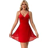 Hamefen Women's Lingerie Sexy Nightwear Spaghetti Strap Nightgown Babydoll Chemise S-XXL