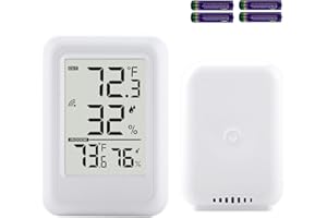 TIMLOON Indoor Outdoor Thermometer Hygrometer Wireless, Temperature Humidity Monitor with 330FT Range Remote Sensor, Max/Min Record, ℃/℉ Switch for Home, Office,Greenhouse, Baby Room (Type B)