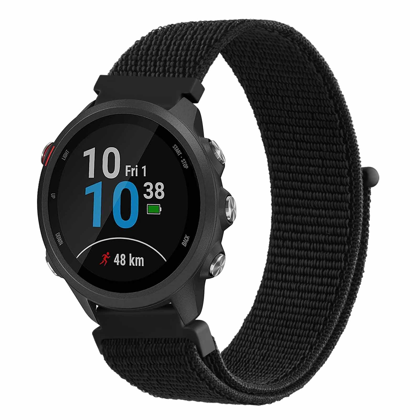 Nylon Strap for Garmin Forerunner 55/245/645 Music Watch Band, 20mm Quick Release Replacement Strap for Garmin Vivomove HR/Instinct 2S/Fenxi 7S (Black)