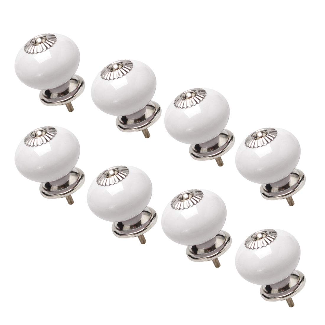 sourcing map 8pcs Ceramic Knobs Vintage Knob Drawer Round Pull Handle Furniture Door Cabinet Cupboard Wardrobe Dresser Decorative White