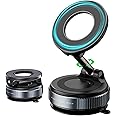 Jkoailiwi Swivel Locking Vacuum Suction Car Phone Holder for Magsafe, 360° Adjustable Magnetic Suction Cup Phone Mount, Cell Phone Holders for Your Car for All Smartphones