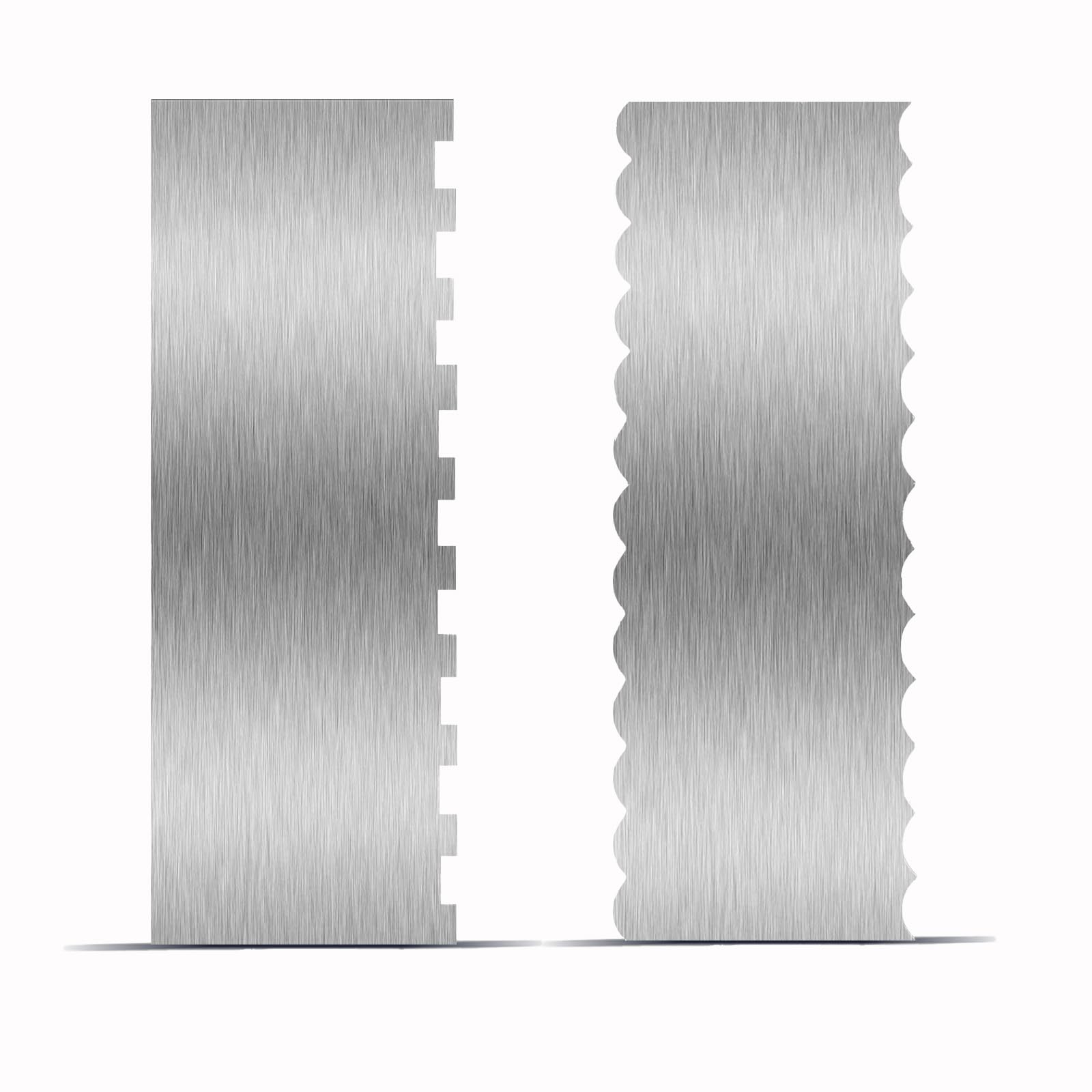 Photo 1 of 9 Inch Stainless Steel Cake Scraper, Cream Cake Scraper Sided Patterned Edge Stripe Edge Smoother Scraper Cake Smoother Frosting Scraper Cake Decorating Comb for Mousse Butter Cream