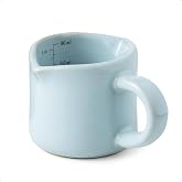 YHOJOY Espresso Cup, Ceramic Espresso Shot Cup with Dual Spouts, 3 OZ | Espresso Measuring Cup, Espresso Shot Glass with Handle, Coffee Bar Accessories, Dual Measurement Scale, Pale Blue