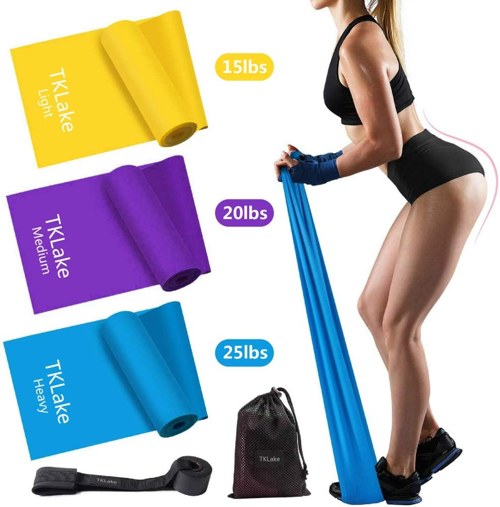 TKLake Exercise Resistance Bands Set,Home Workouts Set with 5 Tubes, 2 Foam Handles, Door Anchor, Ankle Straps, Carrying Pouch for Yoga, CrossFit, Pilates, Physio Home Gym Equipment (3PCS)