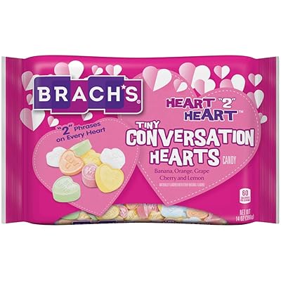 Brach's Heart 2 Heart Tiny Conversation Hearts Valentine's Day Candy, 14 ounce, Pack of 4