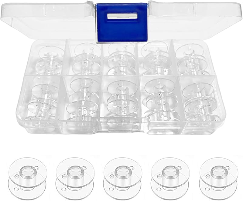 zoerbufan 20 Pcs Transparent Sewing Machine Bobbins with Storage Case