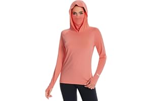 Bassdash Women’s UPF 50+ Sun Protection Hoodie with Face Mask Neck Gaiter Breathable Long Sleeve Shirt for Hiking Fishing