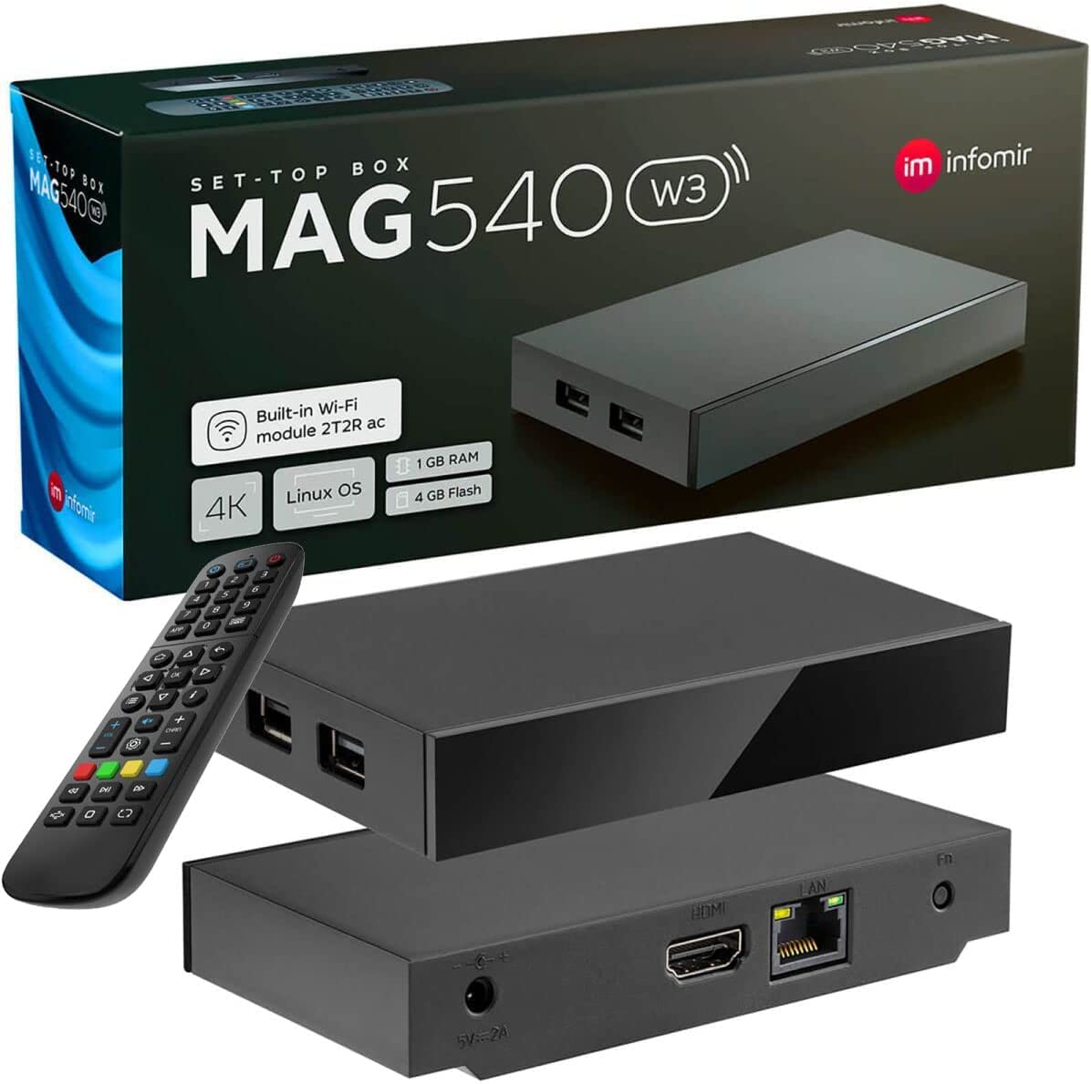 Original MAG 540w3 Internet TV IP Receiver 4K IPTV Linux Set Top Box Built-In DUAL WiFi 5G UK Plug