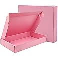 Pink Shipping Boxes For Small Business, 10*6*1.6 Inches, Pack Of 12, Corrugated Cardboard Boxes For Shipping, Packaging, Storage, Craft Gifts Giving